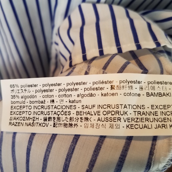 ZARA Basic Collection Stripe Button Pearl Cuff Top - Picture 7 of 8